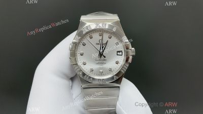 OVS Factory Omega Constellation 38mm Men 8500 Movement White Gold Band Watch